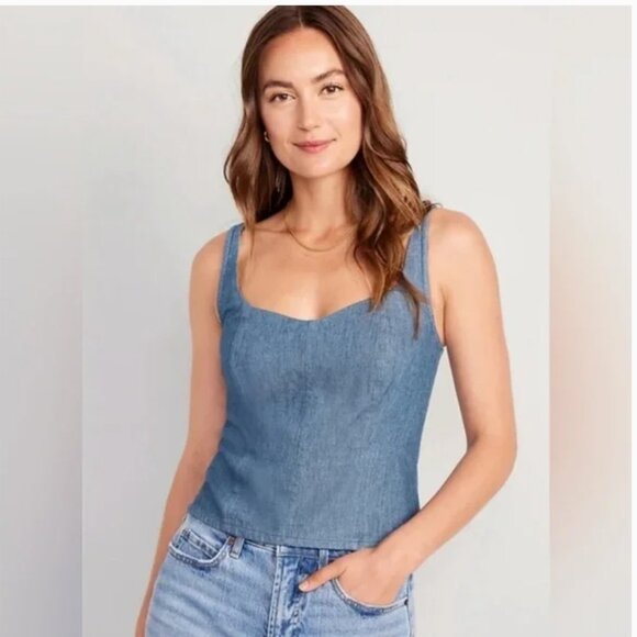 Old Navy Chambray Tank Top M Blue - Picture 1 of 7